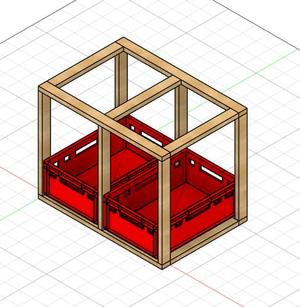 Wood Eurobox rack - Parametric Fusion360