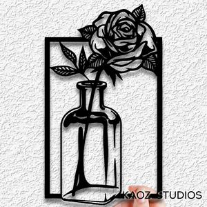 cut rose wall art long stem rose wall decor flower vase decoration
