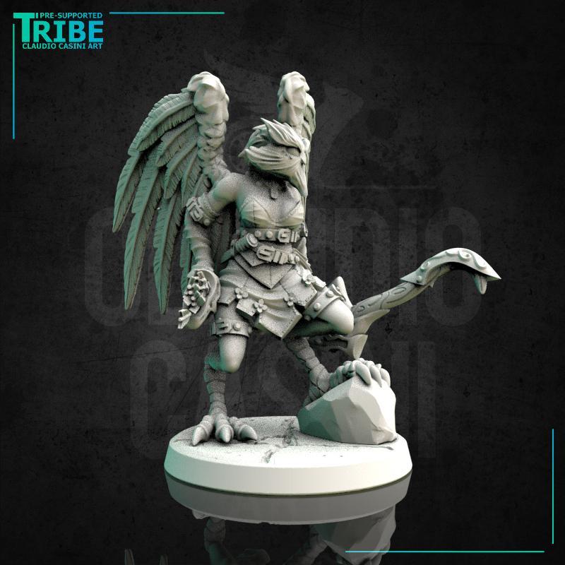 (0152) Female featherfolk birdman archer ranger with bow and arrows