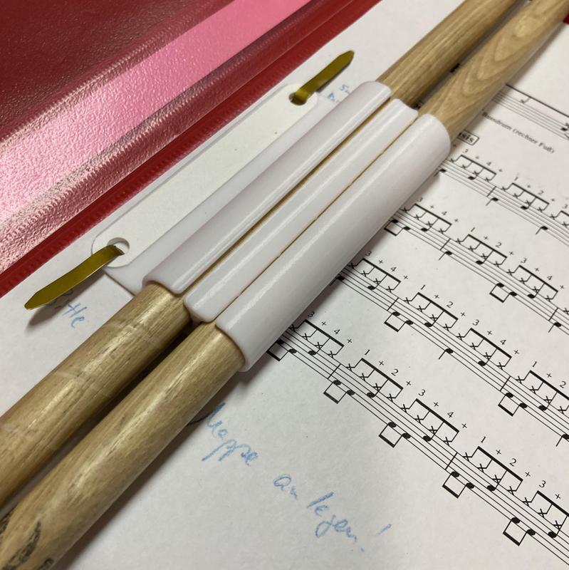 Drum stick holder for ring binder (for 15mm diameter sticks)