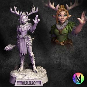 deerfolk - Tully the Deerfolk cleric (female Deerfolk / cervan cleric with antlers)