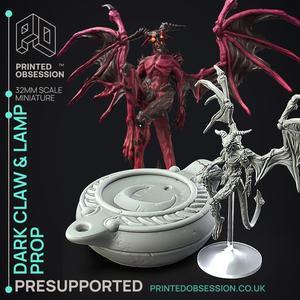 Dark Claw Demon & Lamp - Prop & Miniature -  PRESUPPORTED - Illustrated and Stats - 32mm scale