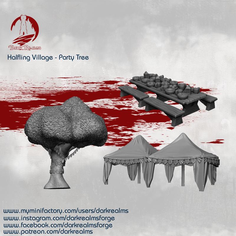 Dark Realms Halfling Village Garden Party Set