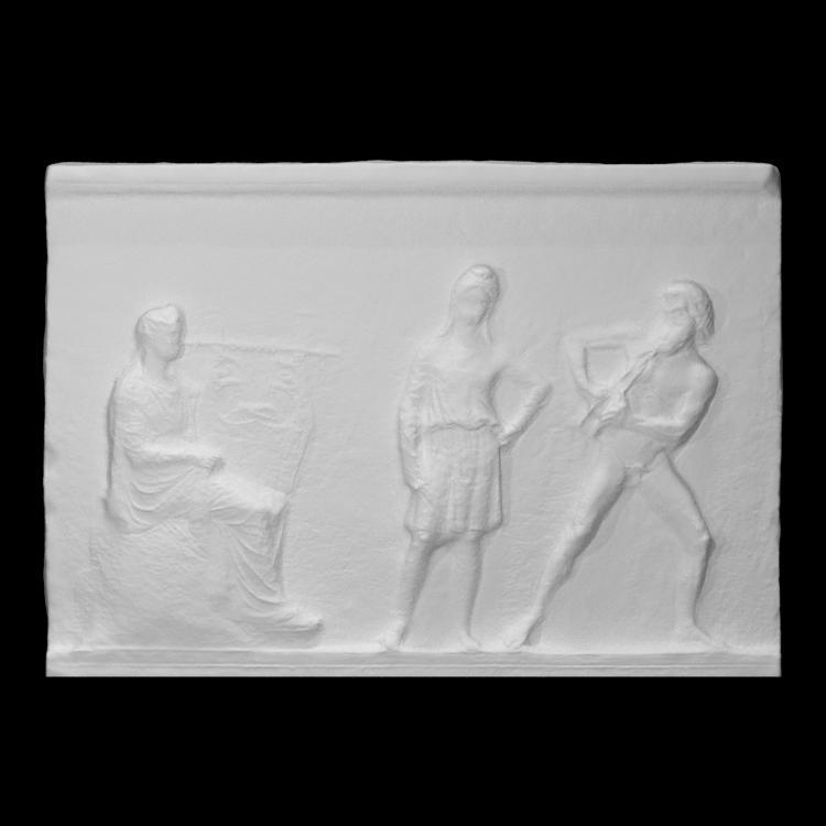 Relief slab figuring the contest between Apollo and Marsyas
