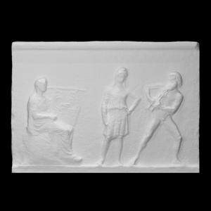 Relief slab figuring the contest between Apollo and Marsyas