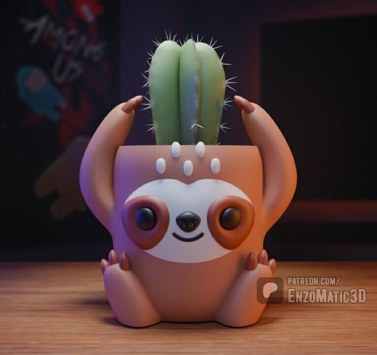 bezudo sloth bear flowerpot - flowerpot, pencil holder - 3mf, STL