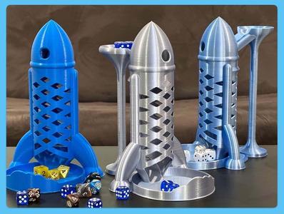 Spaceship / Rocket Dice Tower (with Improved Dice Loading)