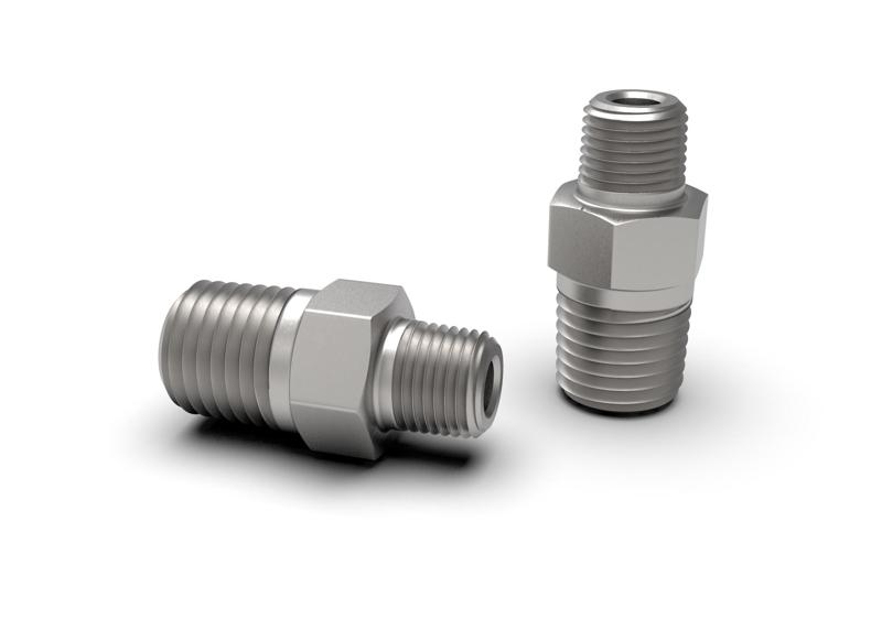 Reducing pipe hex nipple pipe fitting 1/4" NPT to 1/8" NPT