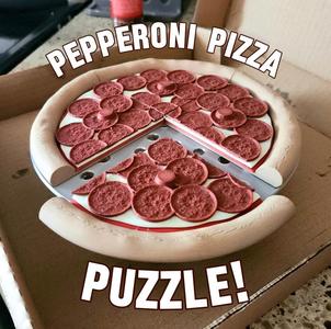 Stackable 4-Layer Pepperoni Pizza Puzzle with Baking Pan :: TOYS & GAMES