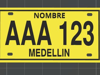 Colombian Car and Motorcycle License Plate - Plate