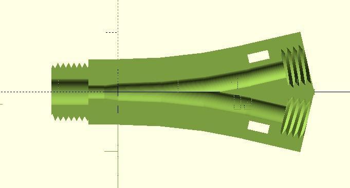 Direct Y Adapter for 1.75mm filament dual extruders and single nozzle