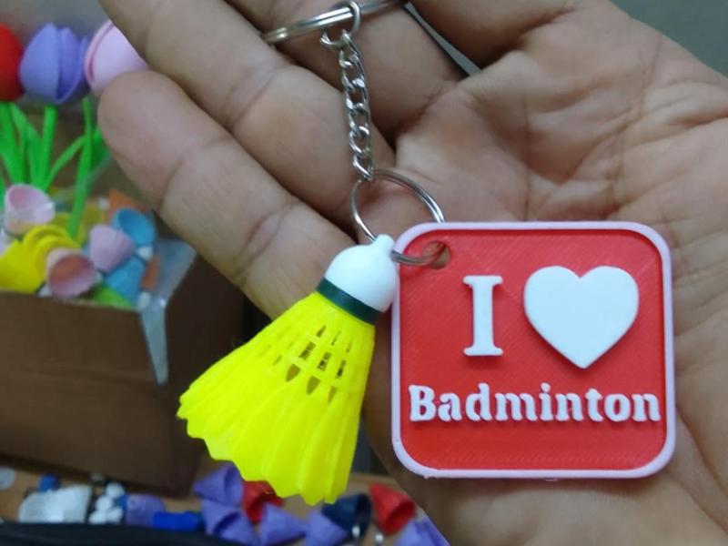 I Love Badminton Keychain