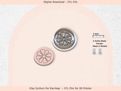 Abstract Orange Clay Cutter for Polymer Clay | Digital STL File | Clay Tools | 5 Sizes Summer Clay Cutters, 2 Cutter Versions