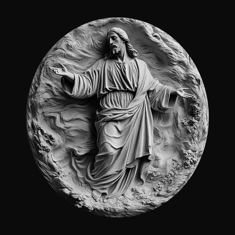 Jesus Christ Relief Sculpture - Sacred Religious Medallion