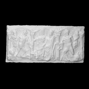 Sarcophagus with married couple and dioscuri