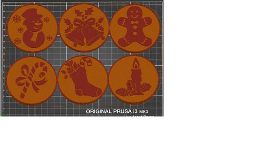 6 Round Christmas Coasters / Christmas Coasters