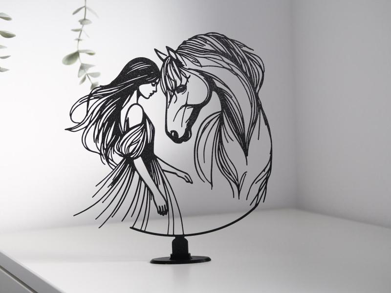 Girl and Horse Statuette