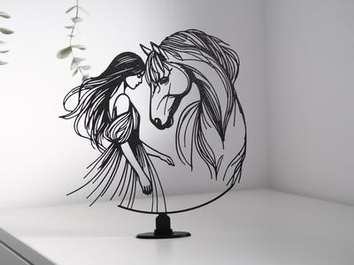 Girl and Horse Statuette