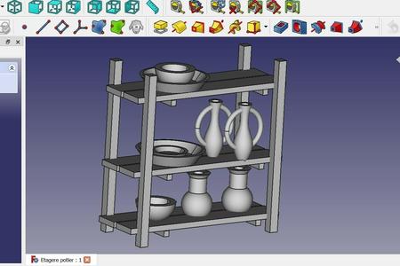 Shelf with pottery
