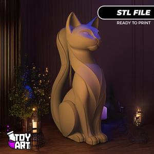 Elegant Cat STL - Minimal Decorative Sculpture for 3D Print