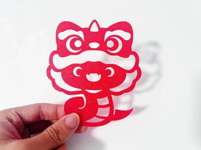 2025 Spring Festival Window Paper Cutting - Spiritual Snake and Awakening Lion
