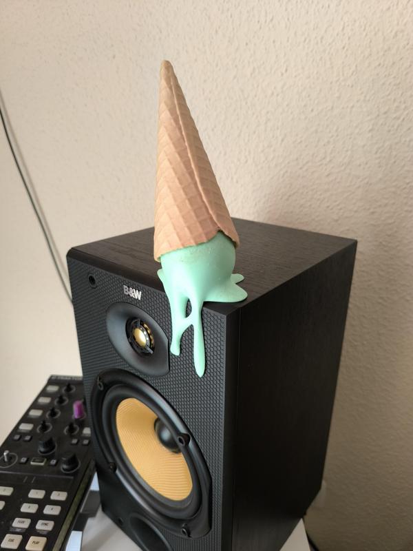 Dropped ice cream cone sculpture corner