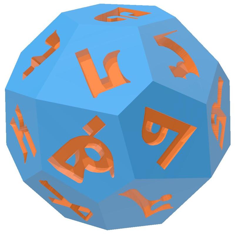 Syriac Alphabet d22 Polyhedral Die