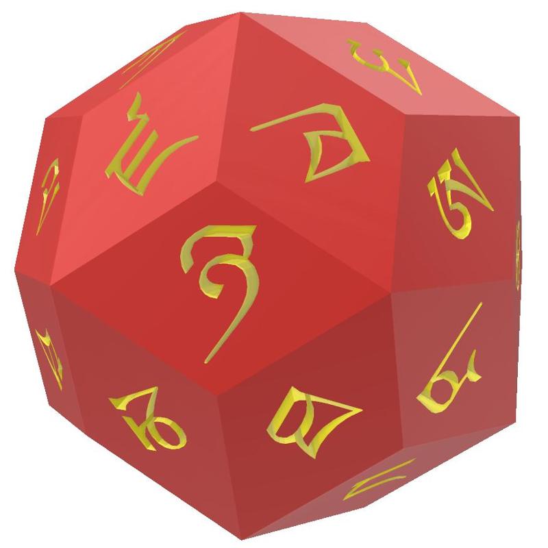 Tibetan Alphabet d30 Polyhedral Die