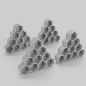 HexaRim 10-Slot Pyramid Rack Set | 1:64 Wheel & Tire Storage Display (STL, STEP, FBX Files)