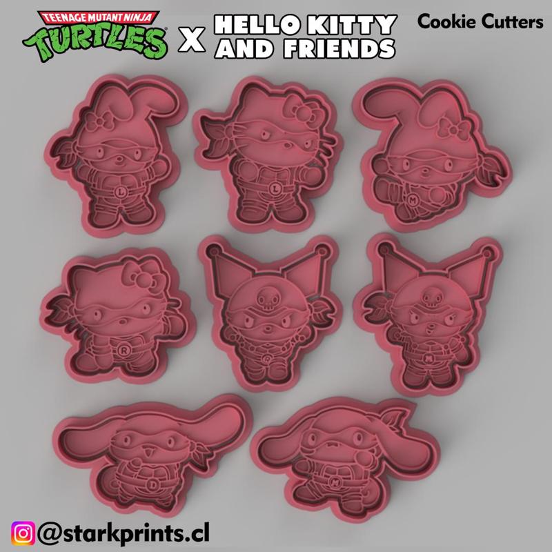 HELLO KITTY X TEENAGE MUTANT NINJA TURTLES Cookie Cutters - SET OF 8