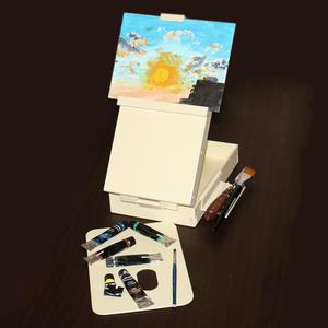 Table easel with paint box and tripod mount