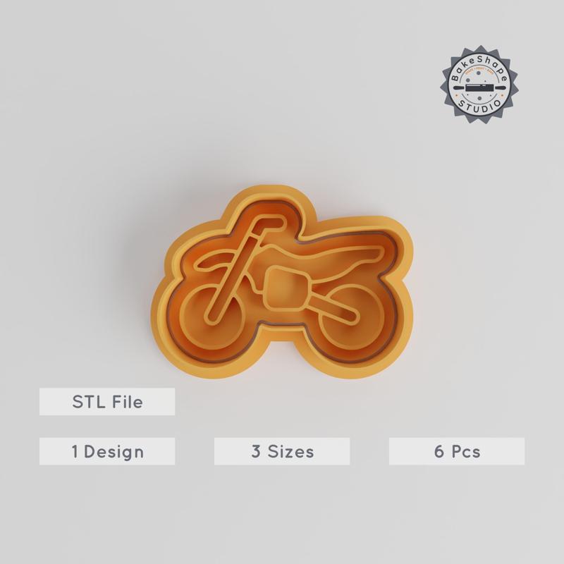 Motocross Motorbike Cutter Collection, Dirt Bike Stamp Set, Cookie & Fondant Shapes, 3 Sizes for Offroad Racing Fun