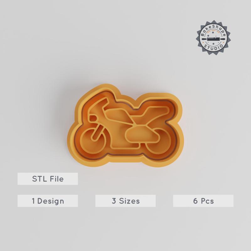 Sports Motorbike Cookie Cutter & Stamp Set, Racing & Speed Bike Designs, 3 Sizes S/M/L