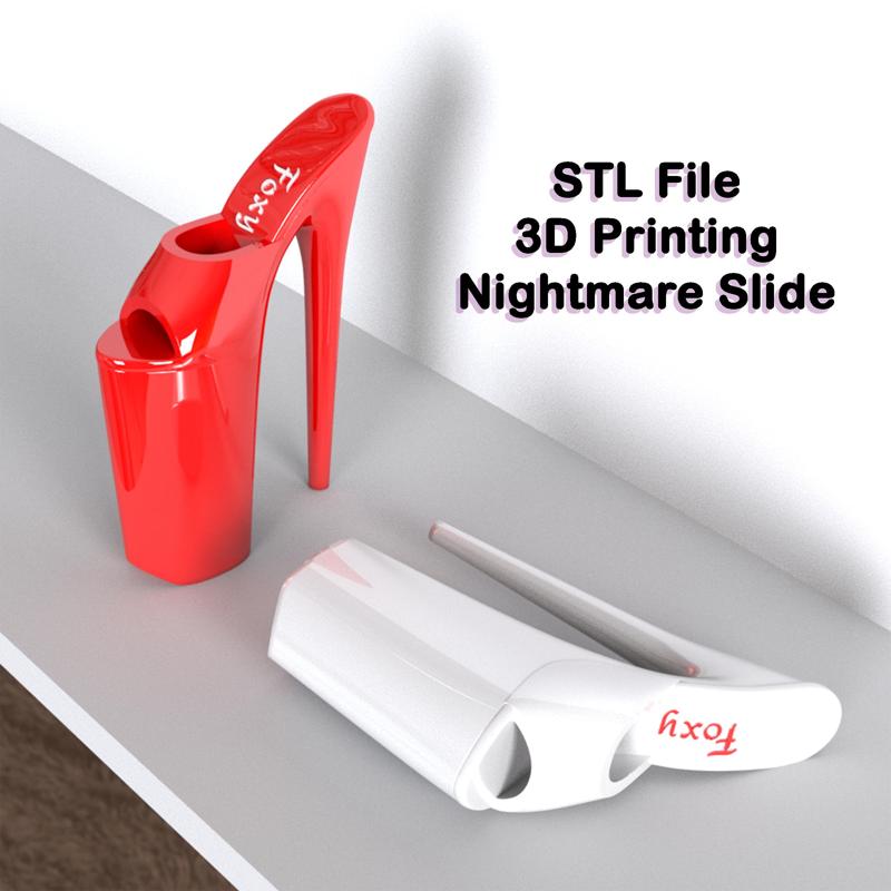 Kitty - Nightmare Slide Platform Shoe STL | 3D Printed Miniature High Heel w 3” Heel & 2” Platform | Subculture Goth, Pole Dancer, Cyberpunk
