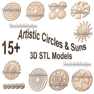 17 Artistic Circle & Sun Designs for CNC and 3D Printing - High-Quality STL Files