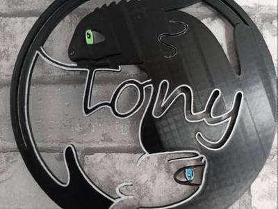 personalized door decor Tony name dragon theme