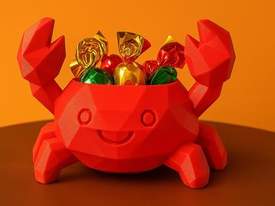 Low-poly Crab Candy Dish