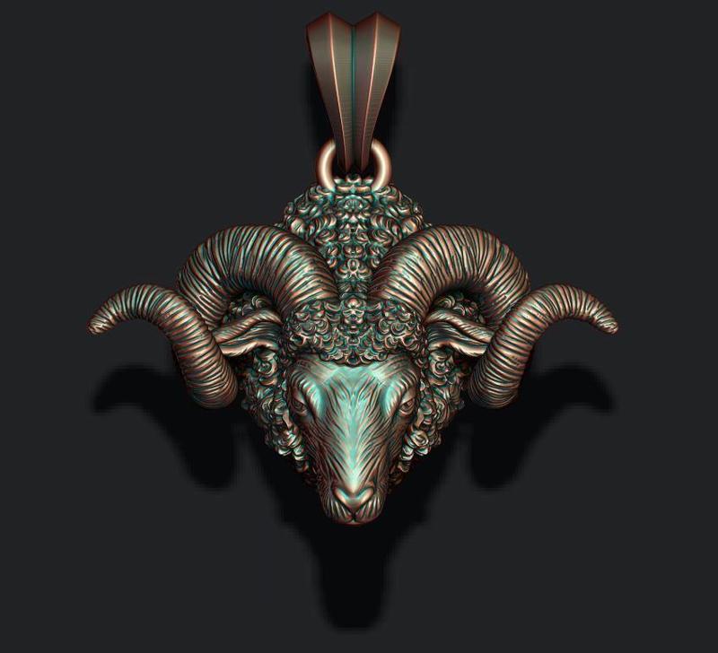 Mountain sheep ram pendant 3D print model