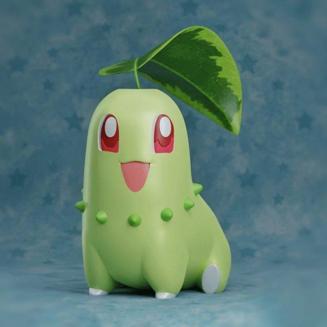 Mold Chikorita sitting Pokemon