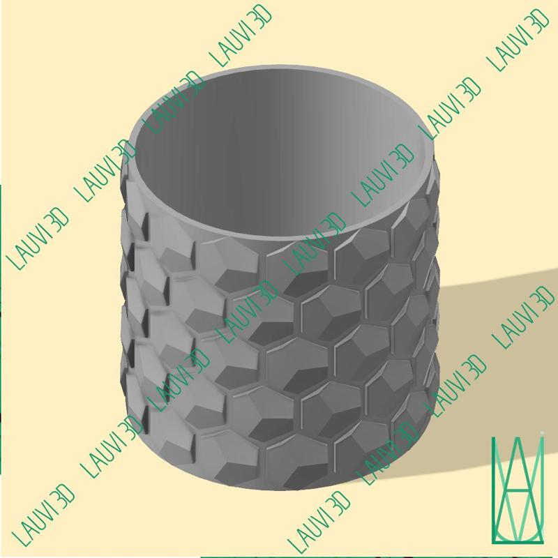 Cylindrical pot and hexagons + Mold for cement