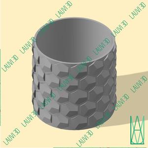 Cylindrical pot and hexagons + Mold for cement