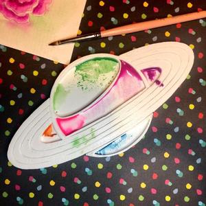 Saturn Planet Watercolor Paint Mixing Palette