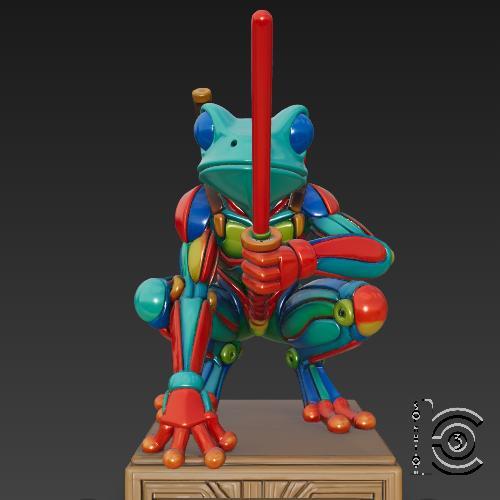 Cyber Frog Warrior - Samurai Pose
