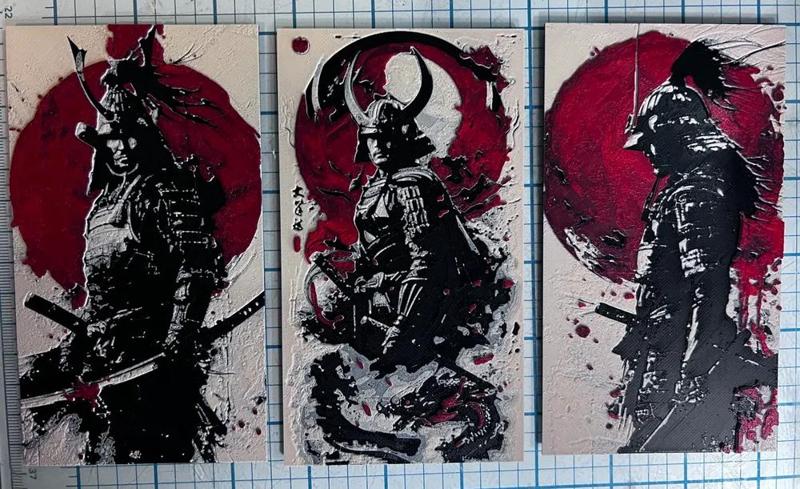 3 samurai with blood moon hueforge