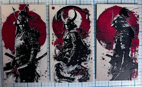 3 samurai with blood moon hueforge