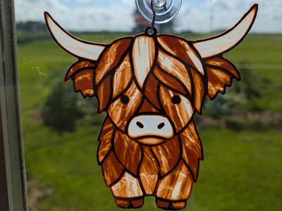 Highland Cow Sun Catcher / Stained Glass- Hueforge