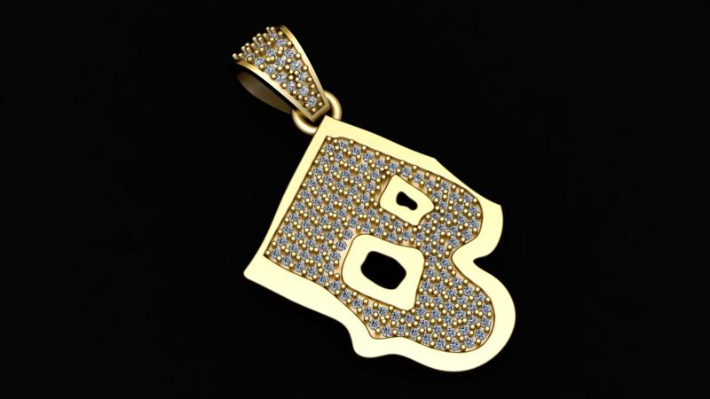 Horn Alphabet B Pendant 3d printable Model