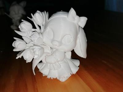 Rabbit with a tulip bush