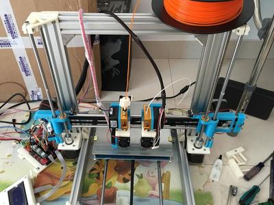 Dual X carriage (E3D V6, MK8, 17HS3401-23, 4010 Fan) for Anet A8