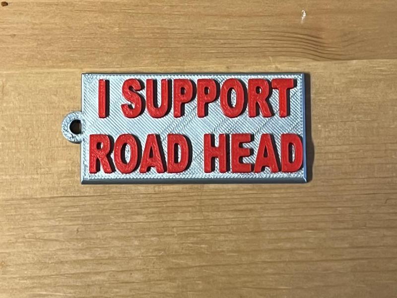 i support road head keyring